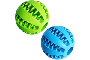 Feixun Pets Dog Treat Toys - Ball with Rubber Food & Dog Tooth Cleaning Features, Pack of 2