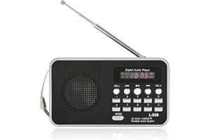 Richer-R Lecteur Audio numérique Portable Support de Haut-Parleur de Musique Radio FM Carte mémoire TF USB AUX/avec Support de Batterie 850mAh Carte TF, fréquence de Carte SD/MMC Mode 87,5-108mHz
