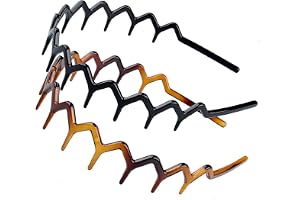 KALIYOTO Set of 2 Zig Zag Black Plastic Sharks Tooth Hair Comb Headband (1 Black Colorplus 1 Brown)