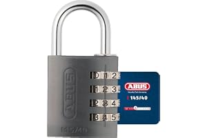 ABUS 488061 AB145/40 TITANIO Hänglås, Grå, En Storlek | Korrosionsbeständig anodiserad aluminiumkropp - säkerhetsnivå 4 - för