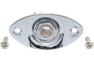 Musiclily 6,35mm Ovale Ausgang Klinkenbuchse Jack Plate Socket mit Schrauben für E-Gitarre,Chrom