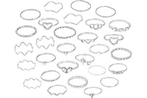 Canvas Trend 28 Pcs Rings for Women,Simple Fashion Plated Ring Set,Bohemian Stacking Ring Sets for Women,Finger Stackable Statement Rings Jewellery for Lady Teen Girls (Mixed Sizes)