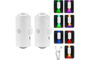 JADYON 2 pezzi Lampada da parete intelligent, Applique da Parete LED Ricaricabili, Sensore di Movimento per Luci e Batteria Dimmerabile, Interno RGB Notturna per Camera Letto, Facile Installazione Applique
