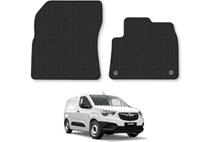 CAR MAT CO Floor Mats for Vauxhall Combo (2018+) Rubber Tailored Fit Van Mat Set Black Accessory Custom Fitted 2 Pieces - Anti-Slip, Heavy-Duty & Waterproof with Clips