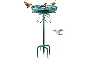 MNGREN Yepper Baños para pájaros de 35 pulgadas para exteriores, bañeras y comederos de pájaros independientes vintage para exteriores, cuenco de baño para pájaros con estaca de metal, decoración de jardín,