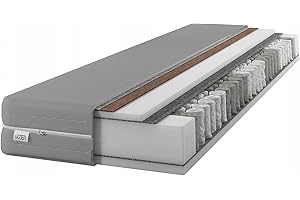 IZER Materac GreyPLUS 90 x 200 cm z materiałem kokosowym | 2 w 1 (H3 i H4) | 7 stref | rdzeń ze sprężynami kieszeniowymi | pikowany pokrowiec | materac sprężynowy