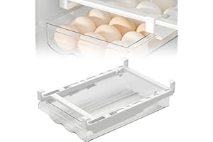 Delamiya Schubladen Eierhalter Organizer Kühlschrank Eierbox mit Ausziehbarer Schublade Transparent Automatisch Rollt Eier Aufbewahrungsbox für Bis Zu 21 Eier Platzsparend PET