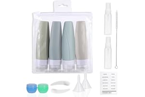 Lollanda 15 Stück Silikon Reiseflaschen Set Zum Befüllen 90ml mit Aufklebern, Auslaufsicher TSA-Zugelassen Leer Kosmetik Reiseset Reisegröße Behälter, Auslaufsicher Reise Container für Shampoo Lotion