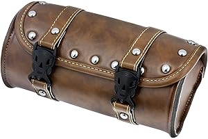 HCmotorku Sacoche de guidon de moto Sacoche à outils Sac à outils Fourche Sac à outils Fourche Sac à baril Sissybar Sac de rangement en cuir universel pour Harley Yamaha Suzuki Kawasaki Vert foncé