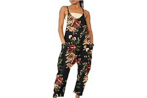 AMhomely Dungarees for Women UK Wide Leg Jumpsuit With Pocket Loose Fit Playsuits Summer Romper Overalls Casual Loose Baggy Pocket Jumpsuit Fashion Playsuit Trousers Overalls Sling Jumpsuit