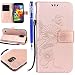 Produktbild FESELE Kompatibel mit Galaxy S5 Lederhülle, Schmetterling Blumen Ledertasche Leder Handyhülle Leder Flip Tasche Wallet Case Bookstyle Handytasche Ständer Klapphülle,Rose Gold