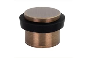 EVI Herrajes | Fermaporta Adesivo | 24 x 20 mm | Base filettata | Gomma Nera | Ottone Finitura Pelle Invecchiata | Compresi utensile, vite + tassello di fissaggio | Mod. I-191/24x19-B-DUAL-CU