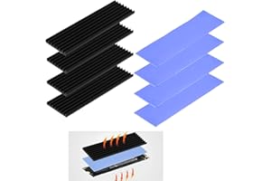 XUIGORT 4 Pieces Aluminium Heatsink, Black M2 SSD Cooler Heatsink Set, Cooler with Thermal Pad, Heatsink 2280 Cooling for 2280 M.2 SSD M2, 70 mm x 22 mm x 6 mm
