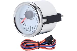 ‎YCTZE Yctze Rowing Angle Indicator, 52mm Universal Boat Rowing Angle Indicator 0-190 Ohm Signal with Rowing Sensor 9-32V Backlight Boat Accessories for Boat Yacht, White dial cover silver