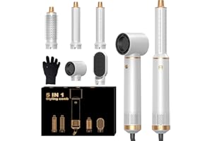 OKWRAP Airbrush 5 en 1, Seche Cheveux 5 en 1, Hair Styler avec Seche Cheveux Ionique, Boucleur Automatique, Brosse Coiffante Chauffante, Brosse Lissante, Air Styler 5 en 1 pour Sécher, Boucler, Lisser