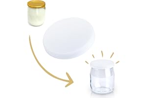 DIY Creation - 12 Couvercles pour Pot de Yaourt La Laitière et autres bocaux en verre de diamètre 56mm - Fabrication Française - Clipsables, Hermétique, Étanches - Sans BPA, Qualité Alimentaire