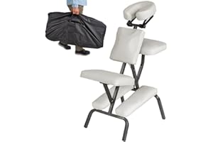 tectake® Adjustable Massage Chair with Extra-Thick Padding, Robust Steel Frame, Artificial Leather, Removable Headrest & 200kg Load Capacity, Foldable Ergonomic Chair, Incl. Carrying Bag - White