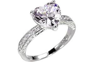 LUOLUOLUO Frauen Ringe 925 Sterling Silber Luxuriöse Herzringe Herzförmigen Rosa Diamanten Ring Antragsring Jubiläum Ehering Ringe Schmuck Geschenk