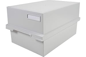 Exacompta 51340D Karteikassette Karteitrog DIN A5 quer. Aus Recycling-Kunststoff mit Deckel und 2 Trennplatten für bis zu 1200 Karteikarten lichtgrau Blauer Engel Karteikasten
