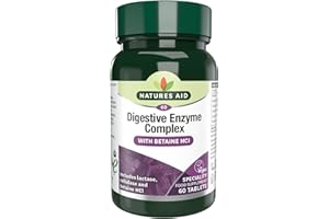 Natures Aid Complexe d'enzymes digestives avec chlorhydrate de bétaïne, convient aux végétaliens, 60 comprimés