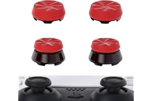 PlayVital Thumbs Pro Hurricane Pulgar Extensor para ps5 Control Tapas de Joysticks Caps Tapones Thumbstick para ps5 Mando-2 Alturas Elevadas, 2 Alturas Medias Cóncava(Rojo Escarlata & Negro)