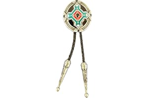 AW-Collection Bolo Tie Westernkrawatte Indianisches Ornament Lederkordel verstellbar mit Clip, Silber,Silber, 92