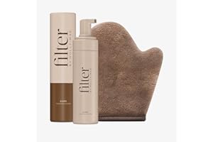 Filter By Molly-Mae Sunkissed Bundle | Dark Self Tan Mousse | Fast Drying Streak Free Fake Tan | Bronzed Glow | Large Double Sided Velvet Soft Tanning Mitt | Perfect for Face and Body Application