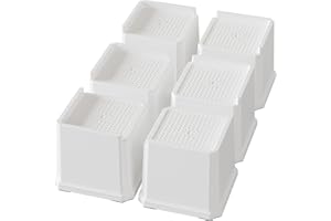 Lutown-Teen 6 Pack Bed Risers 4 Inch Heavy Duty Oversized Bed Furniture Elevators 1,500 lbs Lifts Up Riser for Sofa and Table, White