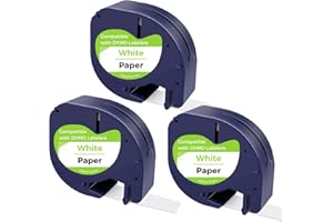 CNMTCCO Nastro per Dymo Letratag, Carta Etichettatrice Compatibile con le ricarica Dymo Etichette Letratag LT-100T LT-100H 200B XR, Etichette 12mm x 4m in Nero su Bianco 91220 (3)