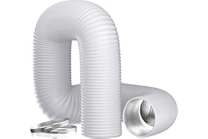 Hon&Guan Tubo de Manguera de Ventilación Tubo Aire Flexible di Aluminio PVC para Extractor de Aire, Climatización, Secadora(ø125mm*5m, Blanco)