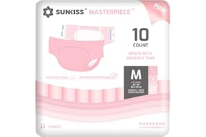 ‎SUNKISS SUNKISS Masterpiece Windeln für Erwachsene mit ultimativer Saugfähigkeit, Einweg Inkontinenz Slips für Männer und Frauen, mit Tabs, Auslaufschutz bei Blasenschwäche, Rosa, Größe M, 10 Stück