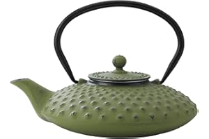 Bredemeijer Jing G001GR - Teiera Asiatica in ghisa, capacità 0,8 Litri, Motivo a Bolle in Rilievo, Colore: Verde