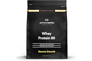 ‎THE PROTEIN WORKS Protein Works Whey 80 Protein Pulver (Konzentrat) | Banana Smooth | Premium Eiweißpulver | Proteinreich & Wenig Zucker| 500g