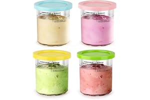 4 Vasos para Heladera 800 ml, OctBird Recipientes Transparentes de Helado Tarrinas con Tapa, Dessert Tubs Compatibles con Ninja Creami Deluxe Series NC501 y NC500