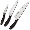 Circulon - 3 Piece Knife Set (8" Chef / 6" Utility / 3.5" Paring) - Japanese Stainless Steel - Non Stick Blades - Textured Handles - Professional Knife Set