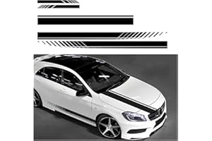 JNNJ 5 Pièces Autocollant De Bande De Capot De Voiture, Modifié Decal Décoration pour Voitures SUV Véhicules, Universels Auto Racing Body Side Stripe Decal pour Voitures SUV Véhicules(Noir)