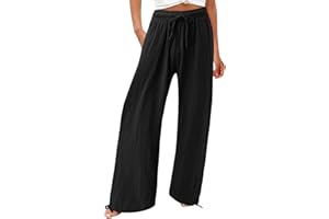 Gyaimxfu Pantalones Mujer Verano Frescos Comodos Talla Grande Lino de Algodón Cintura Alta Suelto Pantalón Largo Diario Pantalones de Trabajo Suave y Cómodo Danza Pilates Yoga Pants