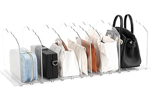 Fangoo 8 Piezas Ajustables Separadores Bolsos Estantes Organizador Armario Bolsos Acrílico Organizadores de Armarios Extraíble Adecuado para Escritorios de Cocina de Dormitorio (Transparencia)