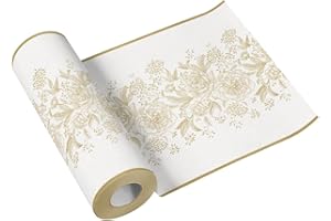 PAW DECOR COLLECTION PAW Runner Tavola (40 x 2400 cm) I Perforato ogni 120 cm I Runner da Tavolo - Fiori, Foglie, Oro I Tovaglia di Pasqua, Natale, Compleanno, Feste, Matrimonio, Battesimo I Colore: ROSE PEONIES