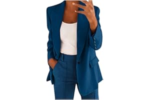 MRAT Conjunto de blazer para mujer, trajes de 2 piezas para mujer, chaqueta de manga larga con botones, pantalones largos, color sólido, trajes de dos piezas, ropa de abrigo con solapa, blazer y
