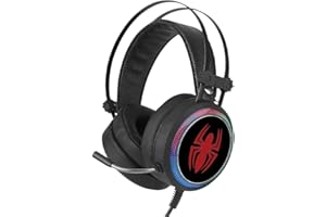 ERT GROUP Spiderman Cuffie da gioco con microfono, cuffie over-ear con fascia regolabile, cuffie USB da 2,2 m, auricolari LED con design Marvel