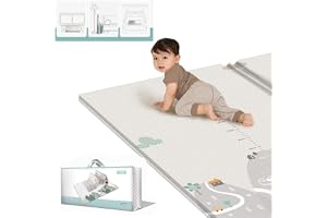 Baby Folding mat Play mat Extra Large Foam playmat Crawl mat Reversible Waterproof Portable Double Sides Kids Baby Toddler Outdoor or Indoor Use Non Toxic, Colorful 200 x 180 x 1 cm