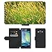 Produktbild PU Leder Wallet Case Folio Schutzhülle // M00155176 Grassamen Goldene Samen Lange Seeds // Samsung Galaxy A3 SM-A300 (not fit S3)