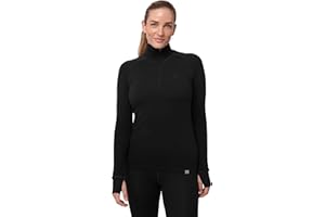 DANISH ENDURANCE Merino Wełniany Pół-Rozpinany Golf Termiczny Damski, Bielizna Termoaktywna Damska na Zimę