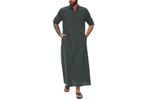 YAOHUOLE Djellaba Homme Musulman Caftan Homme Coton Grande Taille Homme Kaftan Thobe