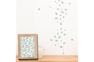 Pegatinas Pared Decorativas | Vinilo Adhesivo Pared Hojas Acuarela | Efecto Papel Pintado | Detalle Decorativo | 40 piezas | TRESXICS (Verde)