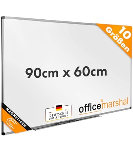 Idena 90881 - Whiteboard met pennenbakje, ca. 90 x 60 cm, incl. 4