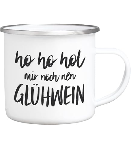 MoonWorks Glühwein Tasse – „Glüh-Schweinchen“ Motiv, Lustiger Emaillebecher Für Weihnachten