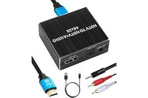 COALWOP HDMI Audio Extractor 4K x 2K@30Hz Audio Splitter HDMI to Optical SPDIF Toslink + 3.5mm AUX Stereo Splitter Support DTS-HD/Dolby AC3 Compatible for PS5/PS4/PS3/Blu-ray/HDTV