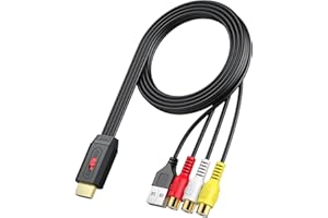 Neoteck RCA to HDMI Converter 60cm/2ft RCA to HDMI Cable Supports 16:9/4:3 Aspect Conversion Built-in AV Cable for Game Console Plug and Play Widely Used in Wii/PS2/N64-RCA Female Input